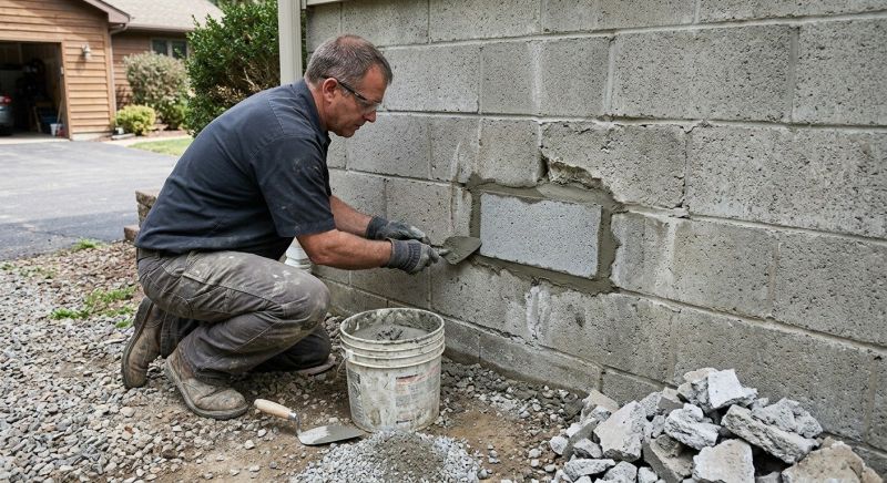 Cinder Block Wall Repair in Bainbridge Island, WA