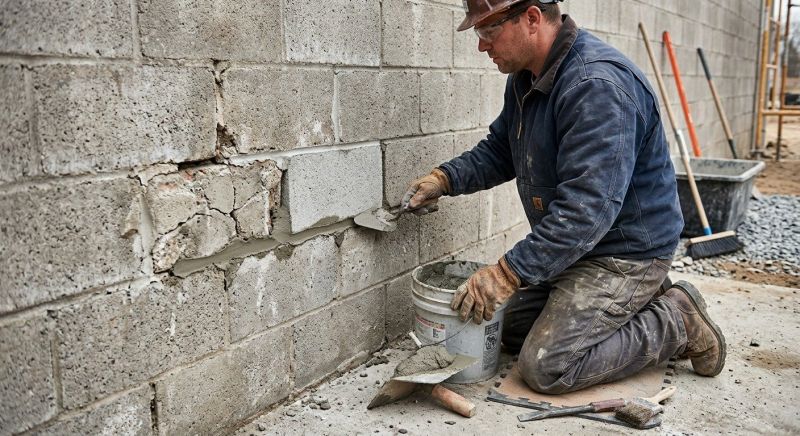 Cinder Block Wall Repair in Port Orchard, WA