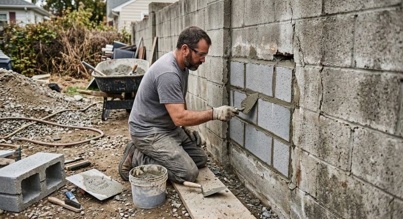 Cinder Block Wall Repair in Union, WA