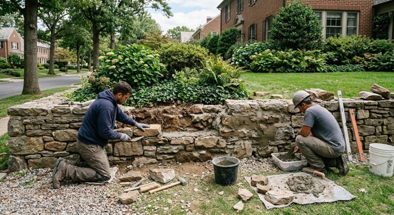 Stone Wall Repair in Fox Island, WA